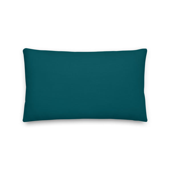 Teal Monstera Lumbar Premium Pillow